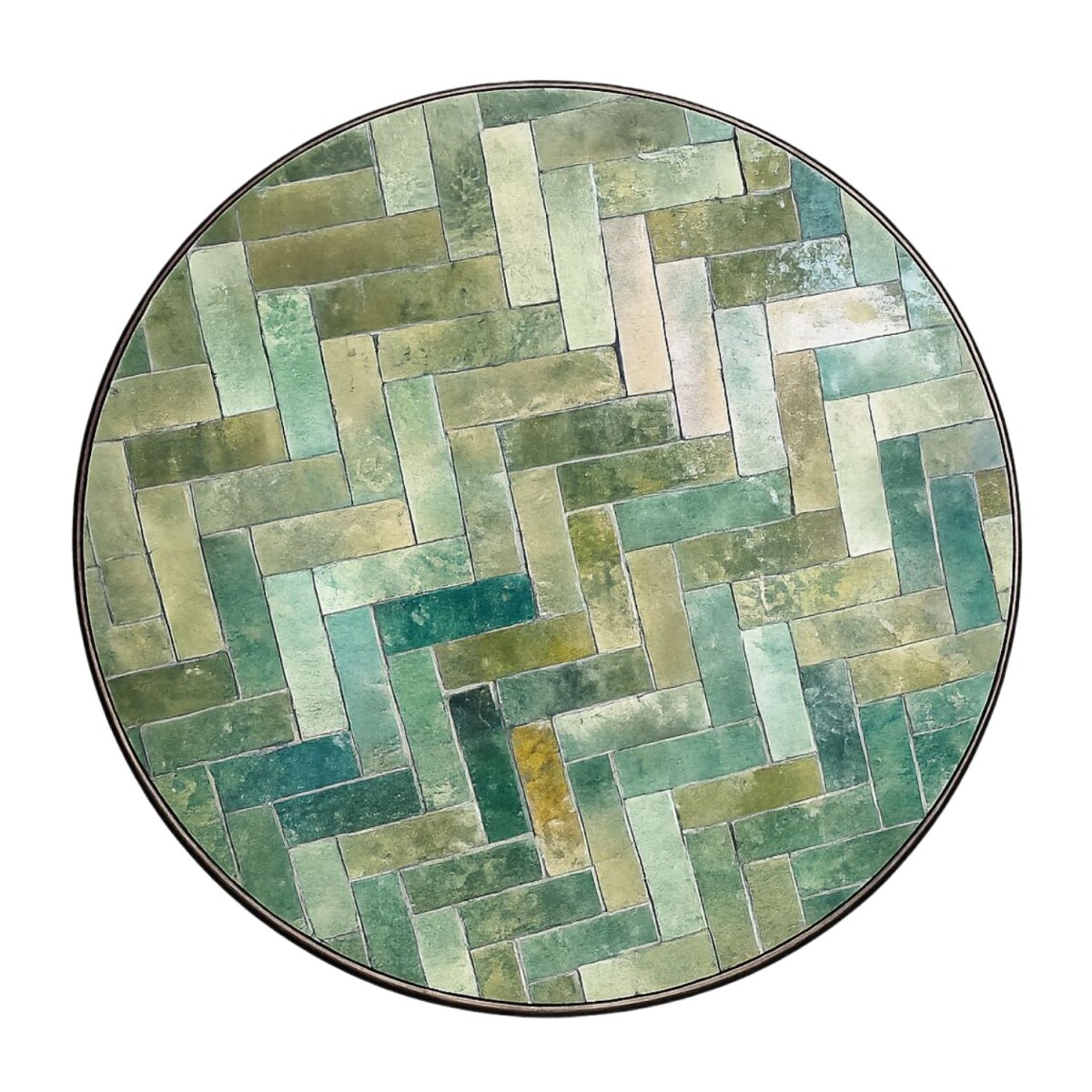 Gordes Green 60 cm Round Mosaic Tile, Ha box