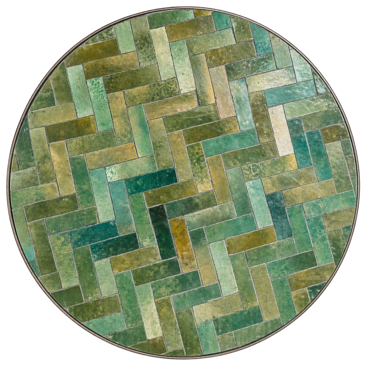 Gordes Green 80 cm Round Mosaic Tile, Ha box