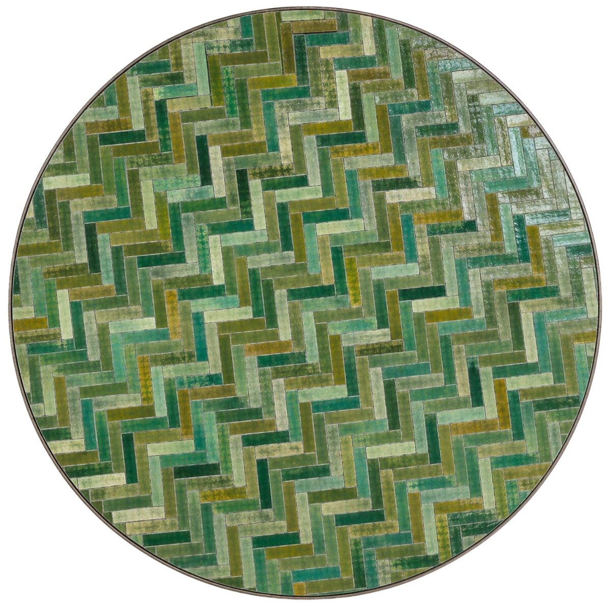 Gordes Green 120 cm Round Mosaic Tile, H box