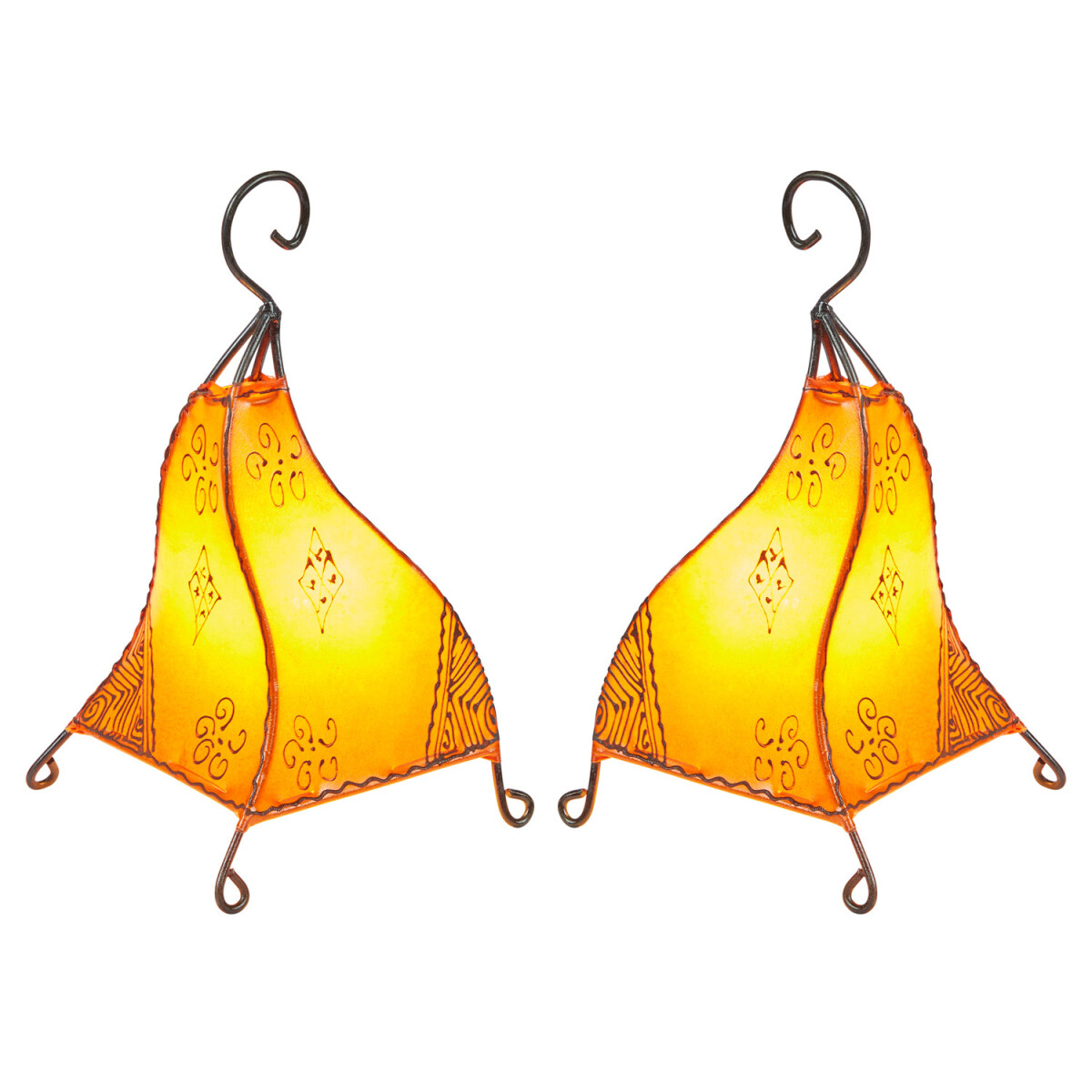Set of 2 – Marrakech Orange Table Lamps, Goatskin, 35 
