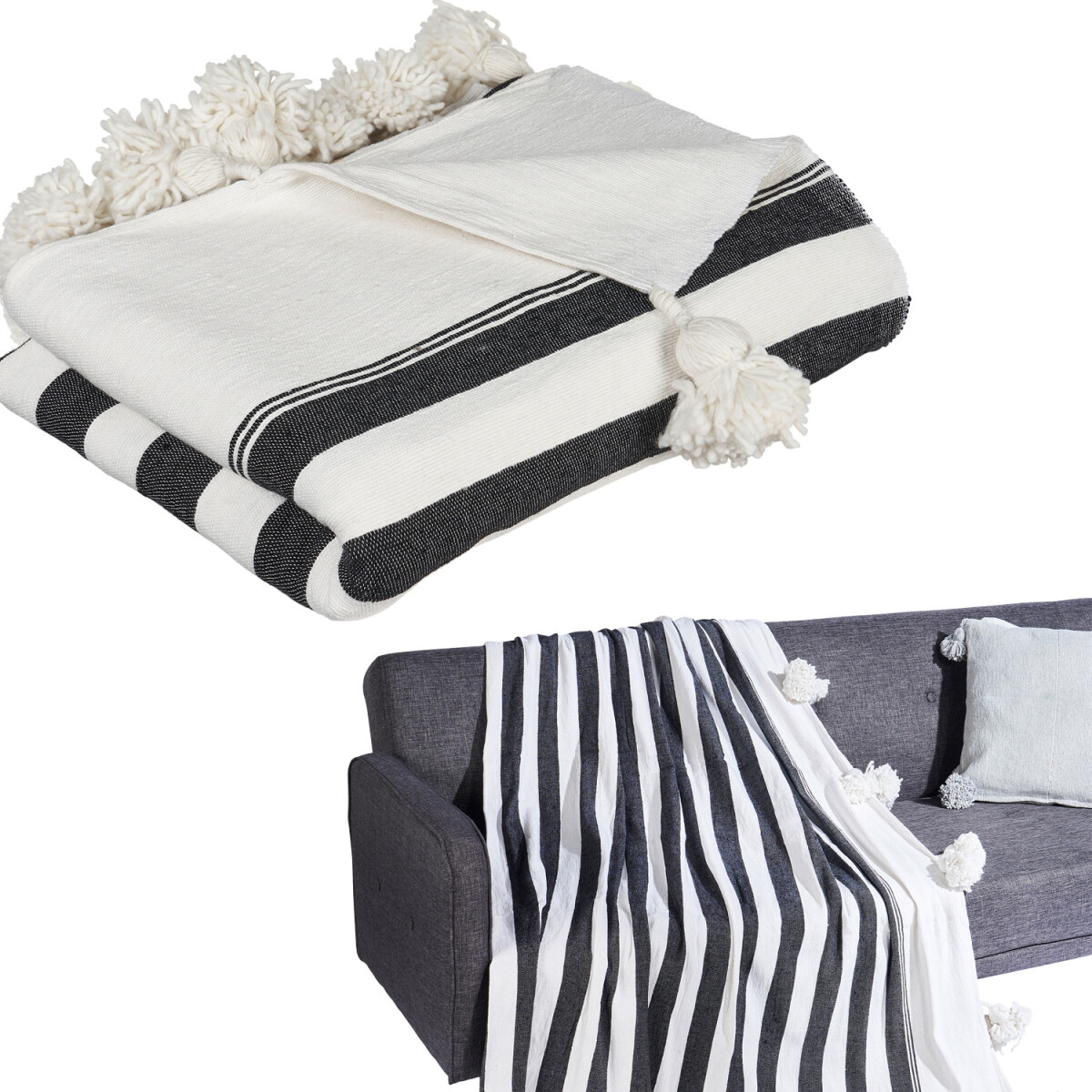 Bedspread, Sofa Throw, Bed Cover, Moroccan Souf, Cream - Bla