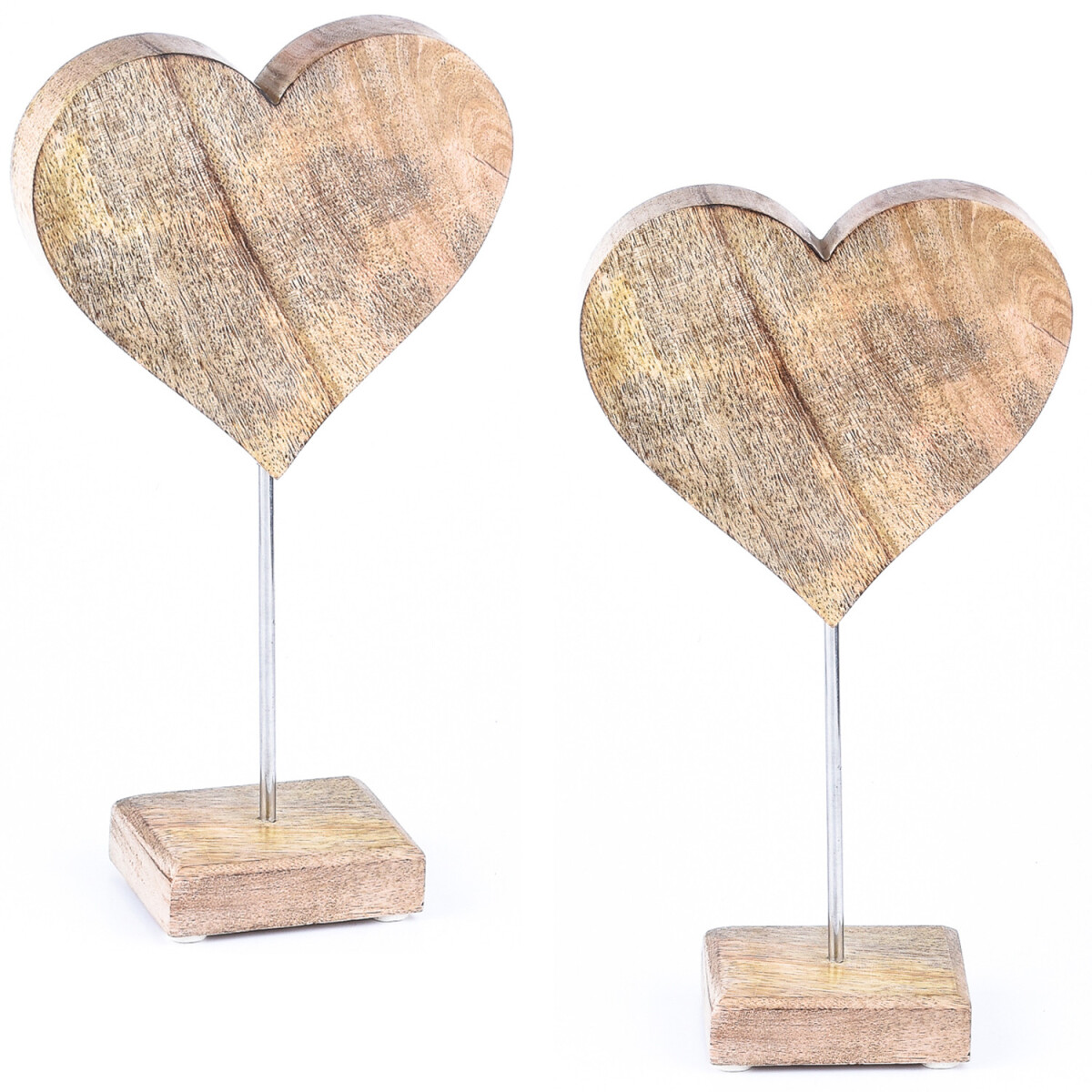 Set of 2 Heart Amour Decorative Figures -6- Handcrafted Wood