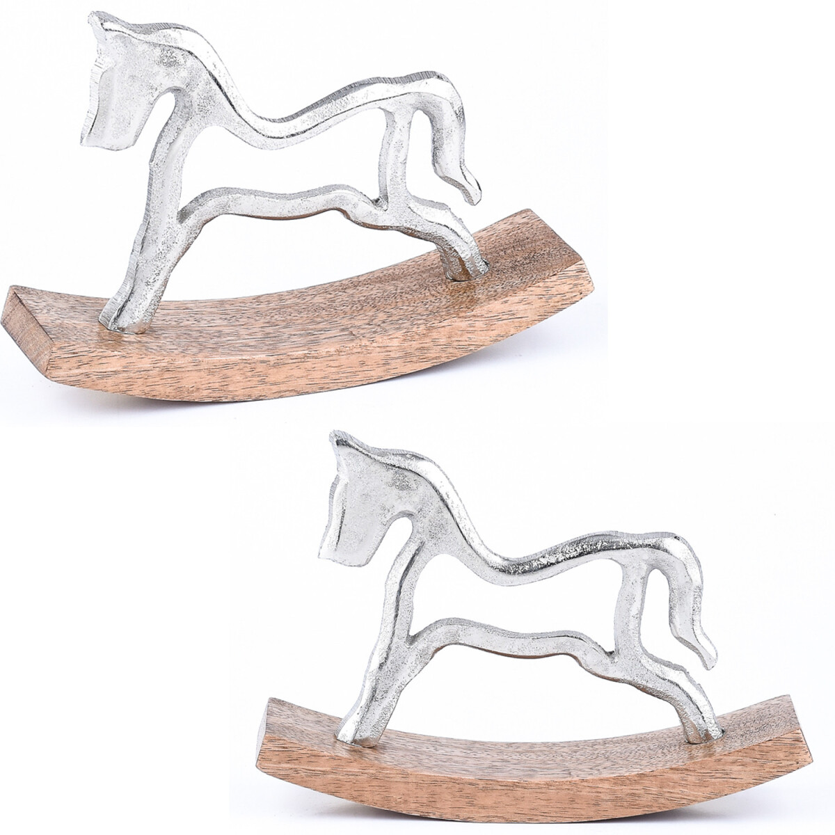 Set of 2 Decorative Display Stands, Silver Rocking Horse &qu