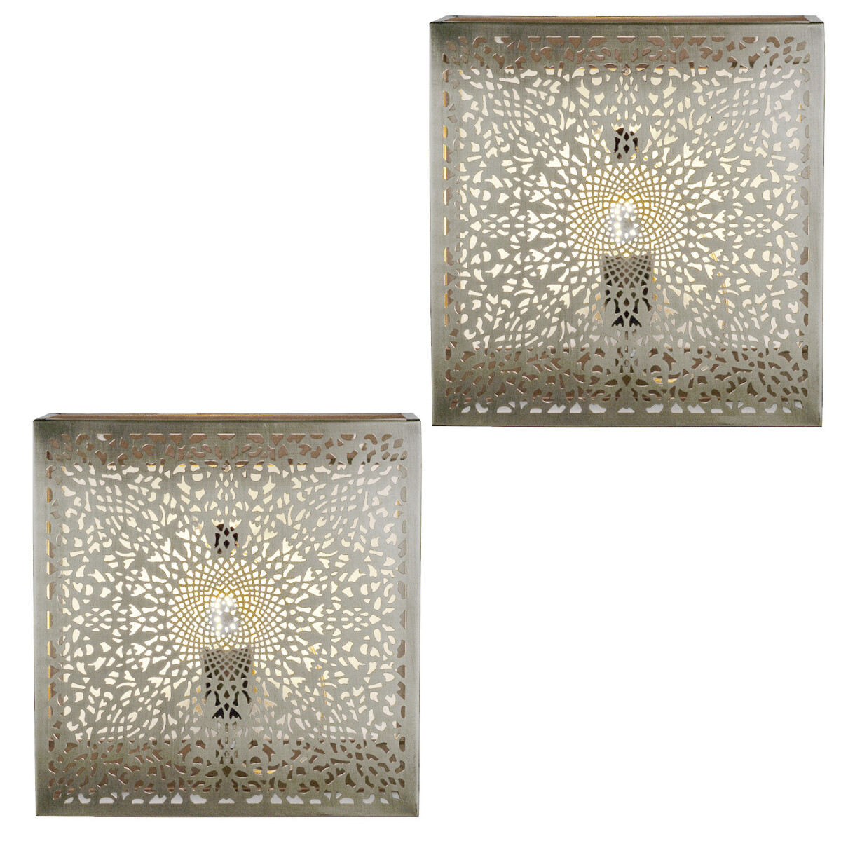 Set of 2 Yakin Wall Sconces, Silver, H 27 cm | Oriental &amp