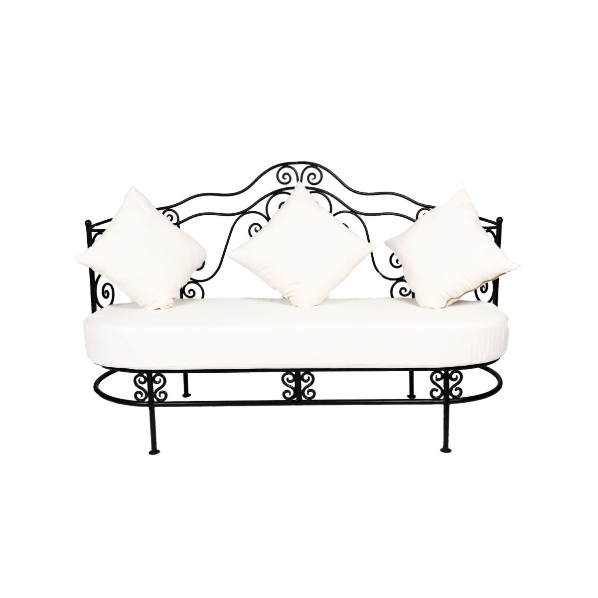 Andalous Iron Garden Sofa, 120 cm | Solid Wood Mediterranean