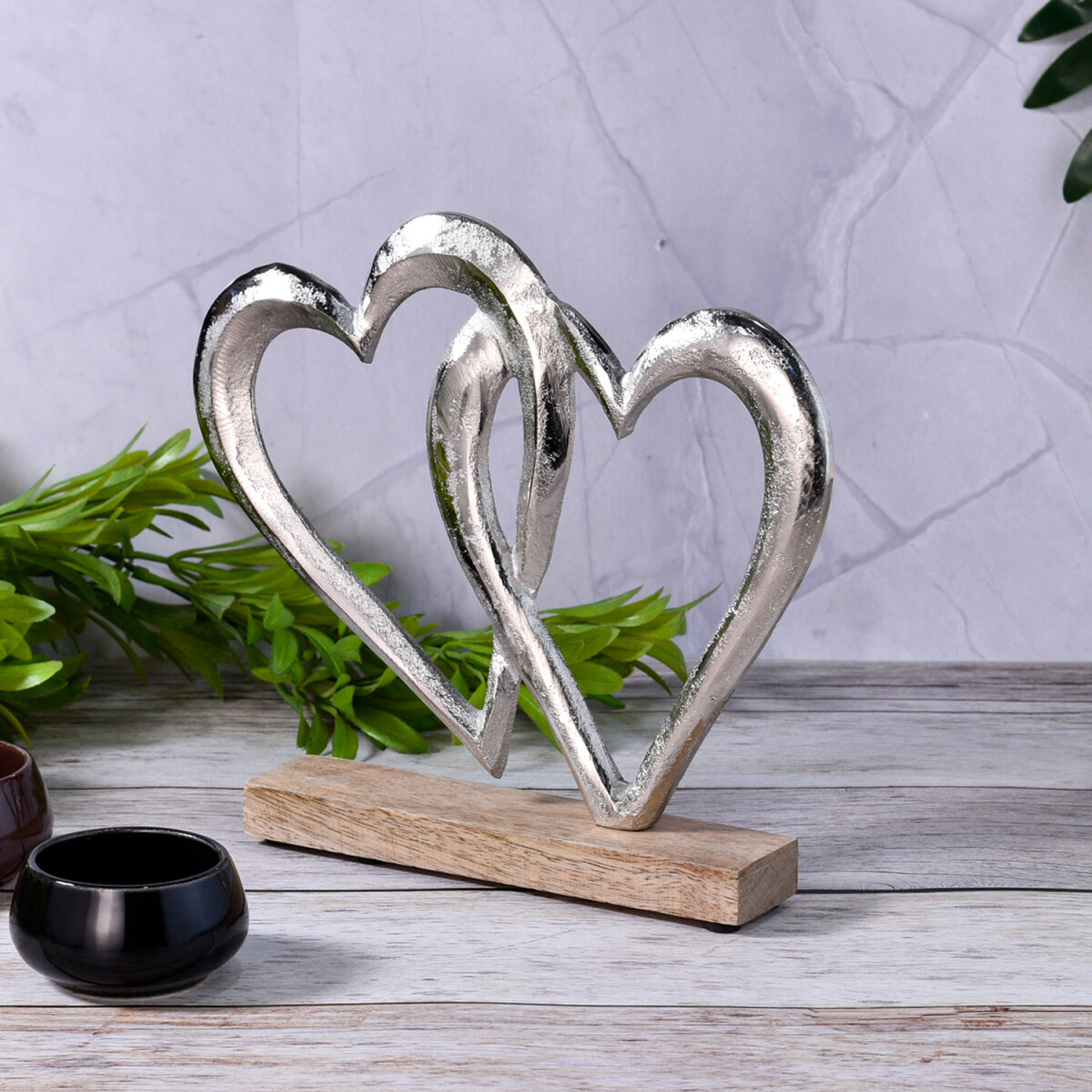 Heart-Shaped Decorative Display Stand - Silver Cupid -7-