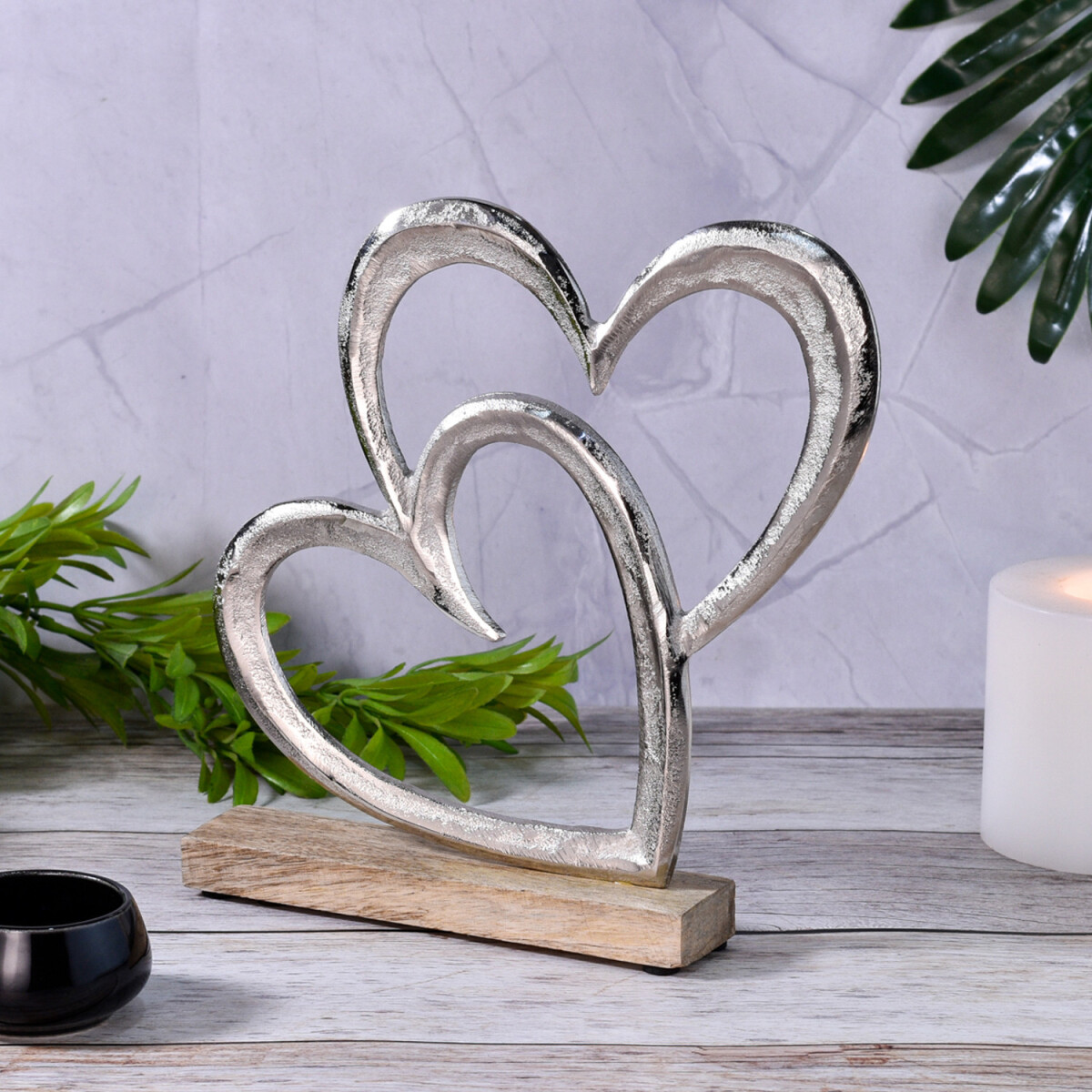 Heart-Shaped Decorative Display Stand, Silver Cupid -8-