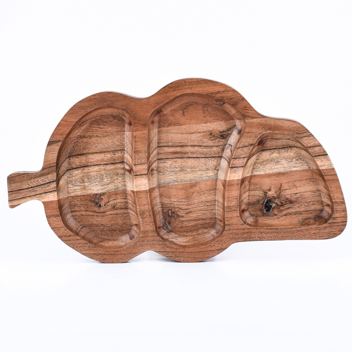 Acacia Wood Leaf Serving Tray, Walnut Fi box