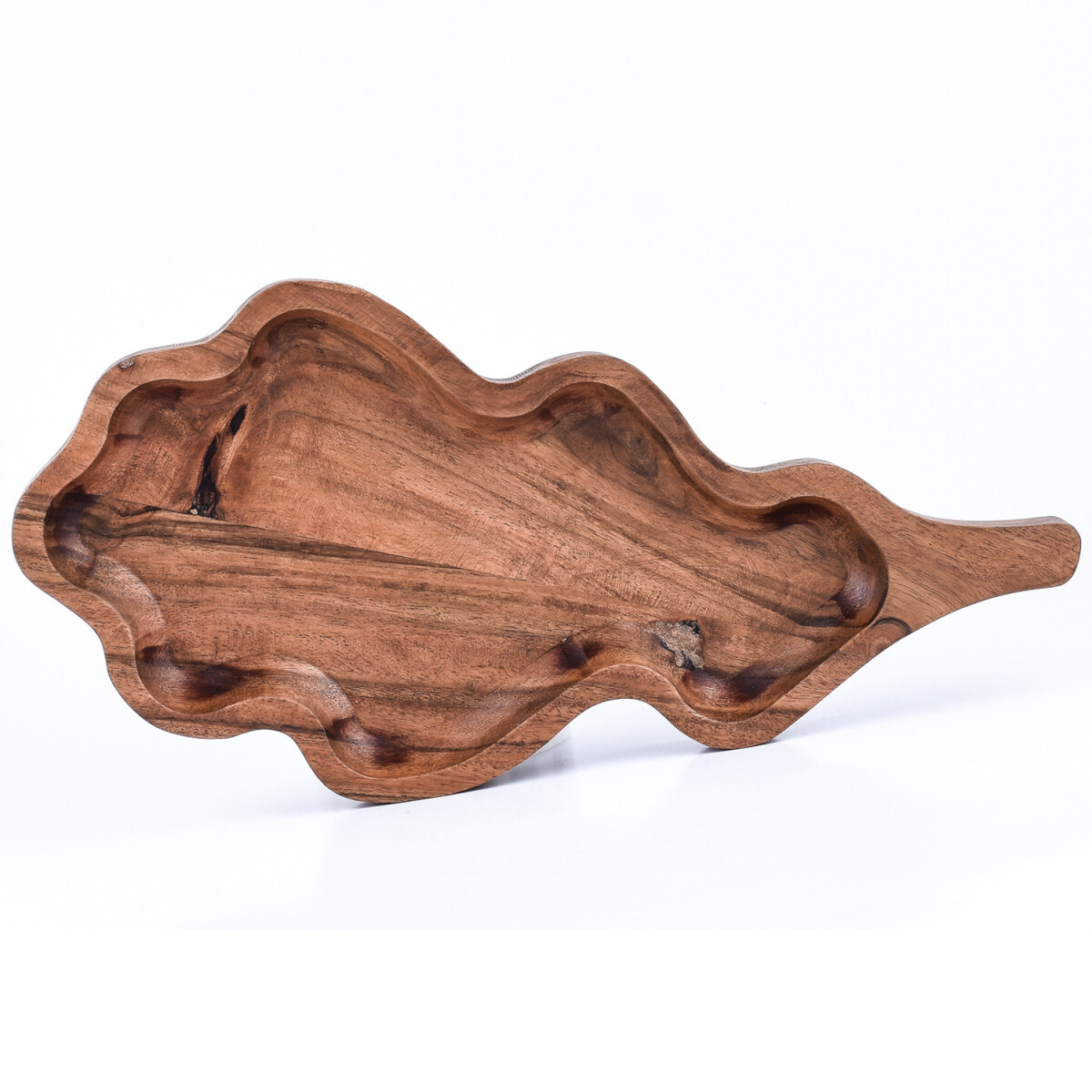 Acacia Wood Serving Tray, Walnut Shell Leaf, 30x14 cm