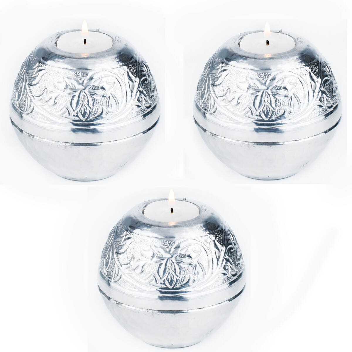 Set of 3 Oriental Tealight Holders, Cand box