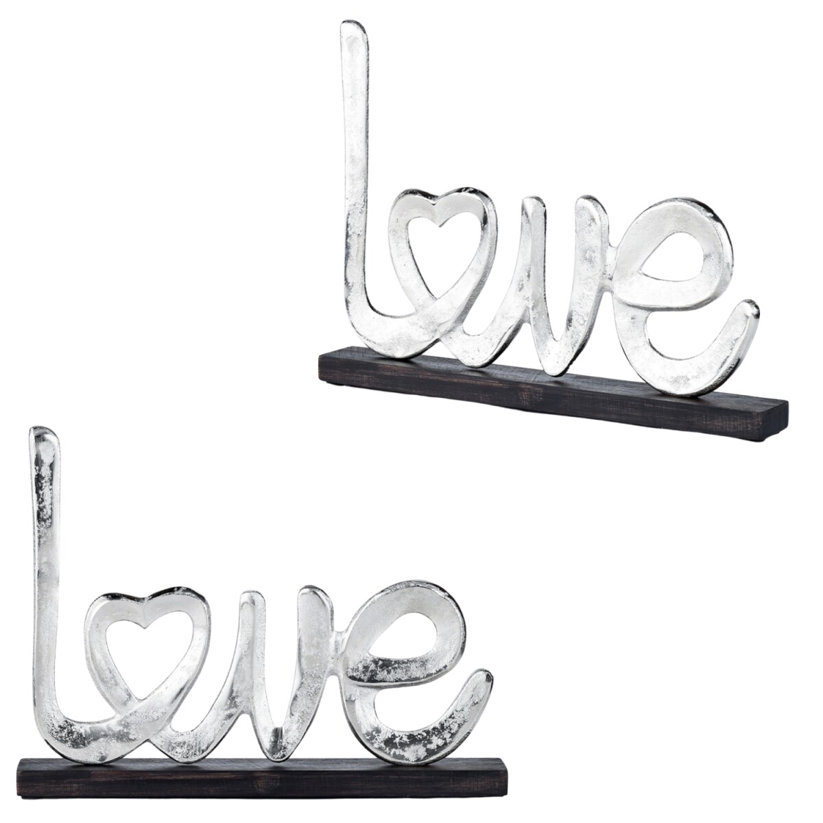 Set of 2 Love Decorative Figurines, Silver Cupid -15-