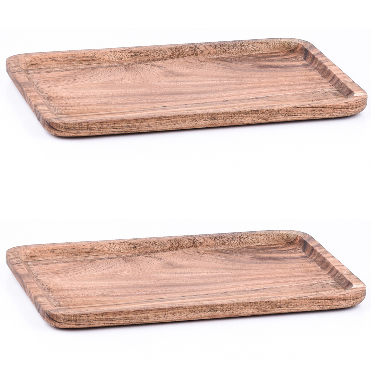 Set of 2 Acacia Wood Serving Trays, Anea, 30x20 cm
