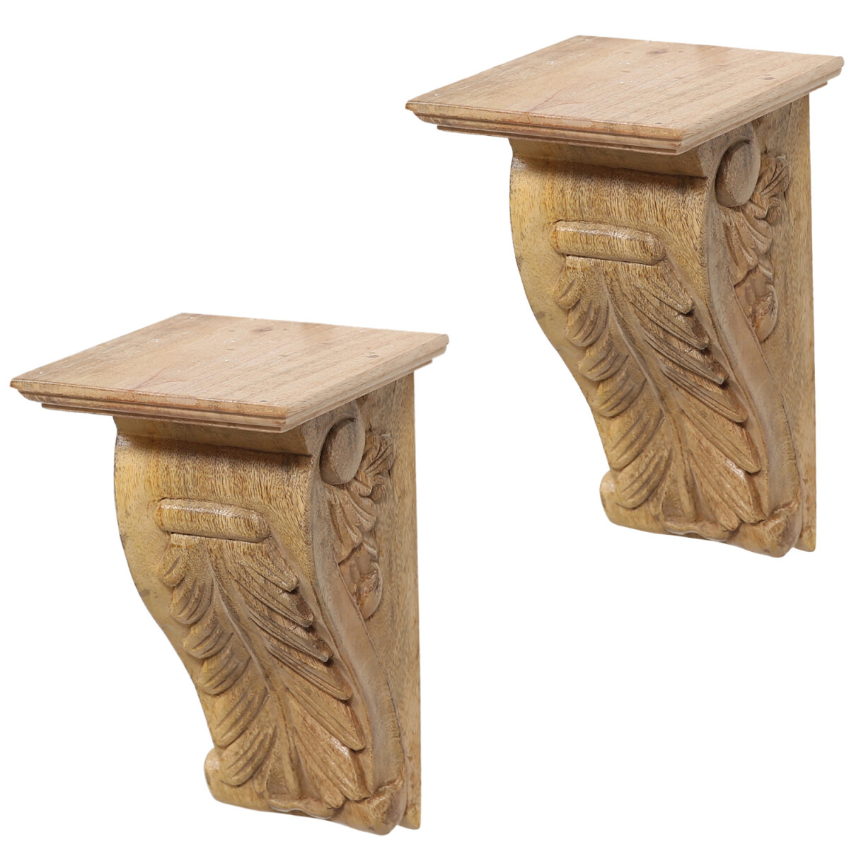 Set of 2 Wall Shelves, Solid Wood, Yuka