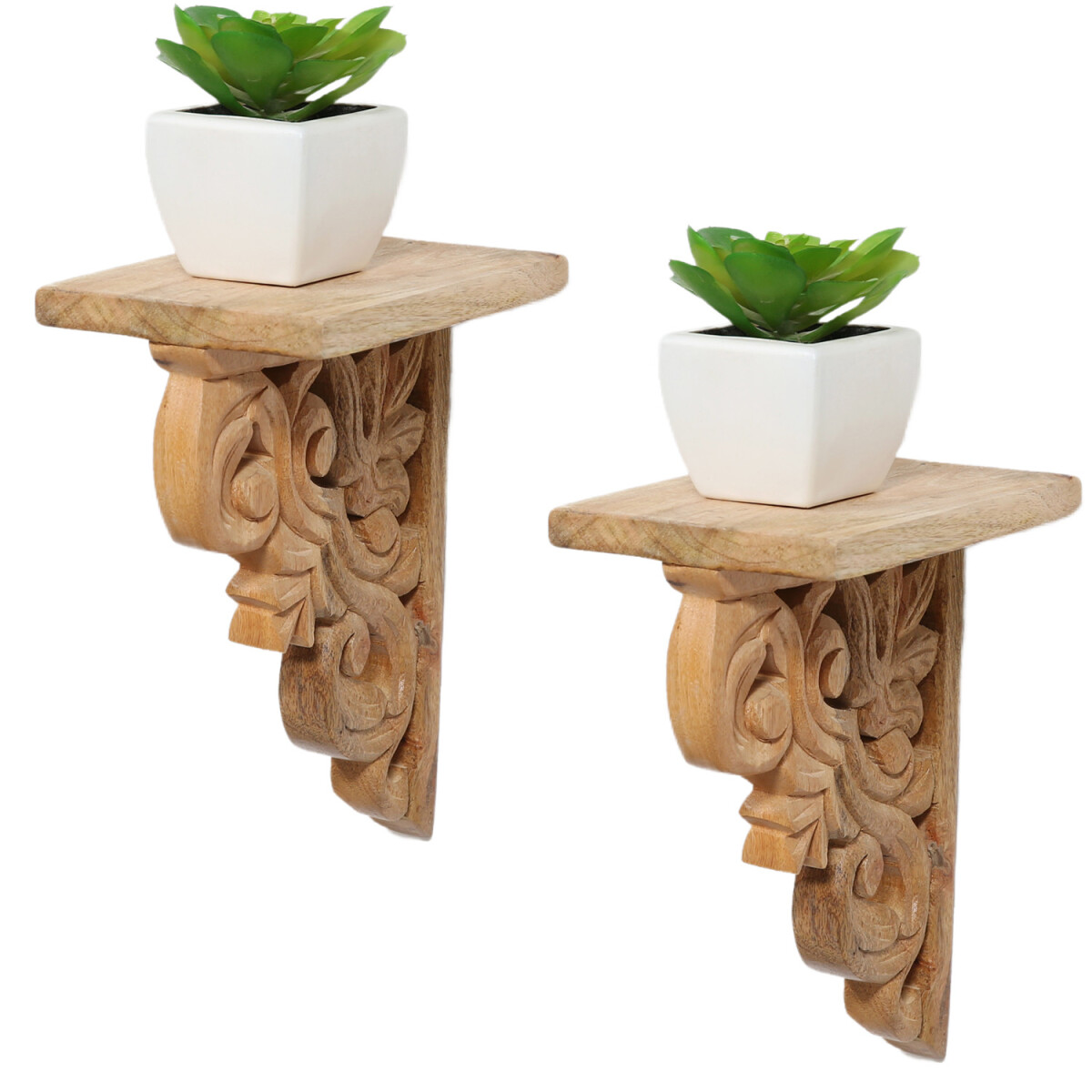 Set of 2 wall shelves made of solid Arab box