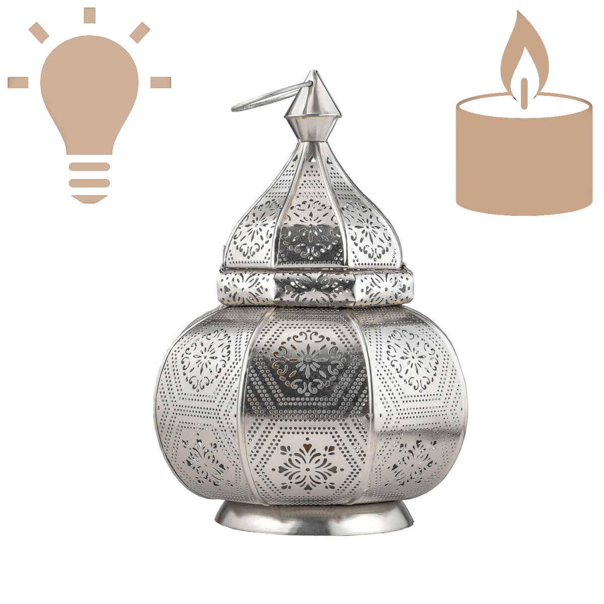 Oriental Lantern Lamp, Mahana Silver Bed box