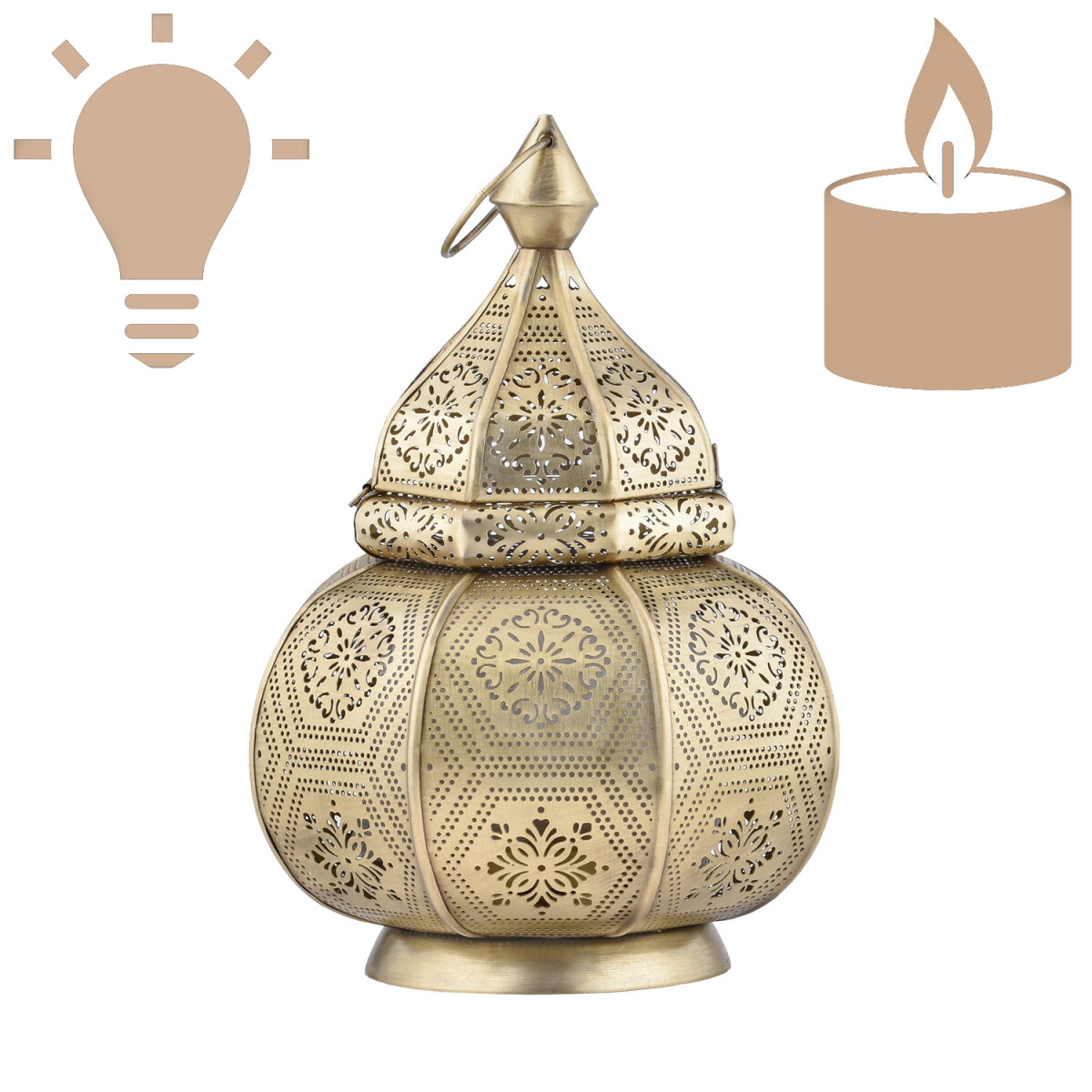 Oriental Lantern Lamp, Mahana Gold Bedsi box