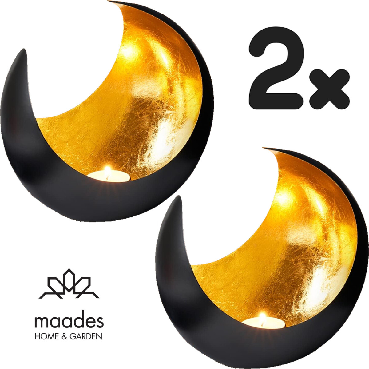 Set of 2 MAADES Moona Large Oriental-Style Lanterns, 20 cm, 