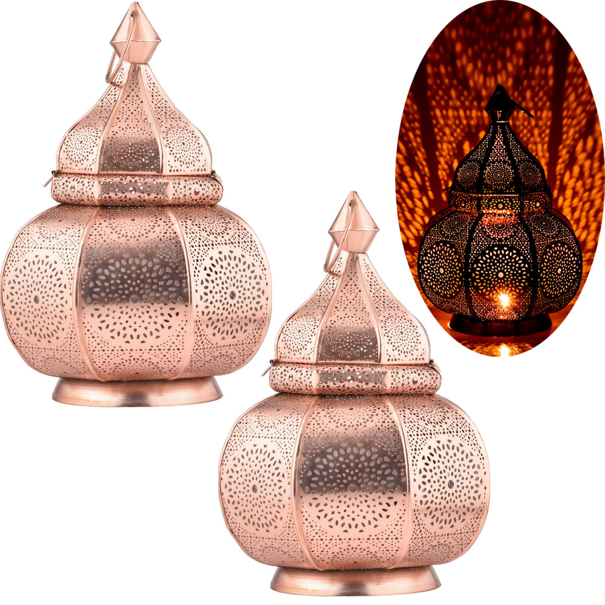 Set of 2 Oriental Lantern Table Lamps, L box