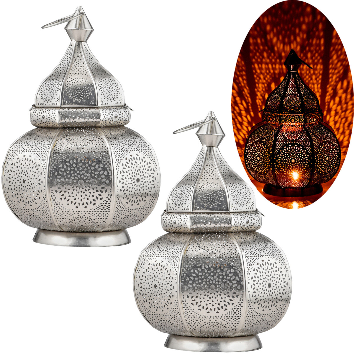 Set of 2 Oriental Lantern Table Lamps, L box