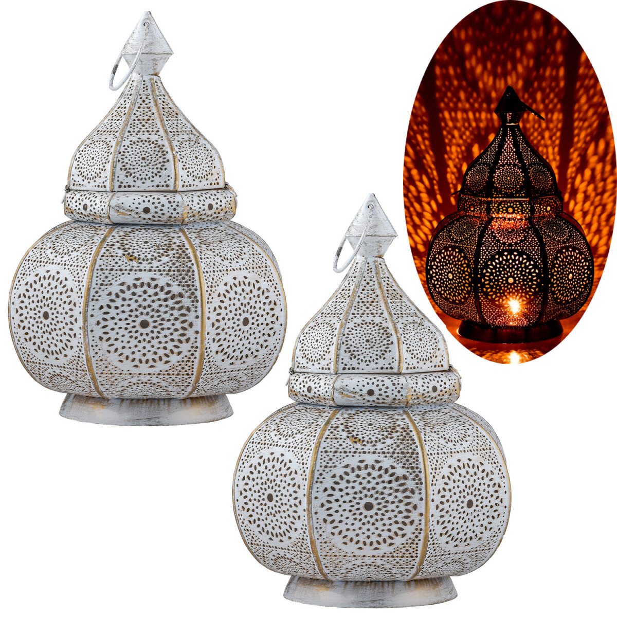Set of 2 Oriental Lantern Table Lamps by box
