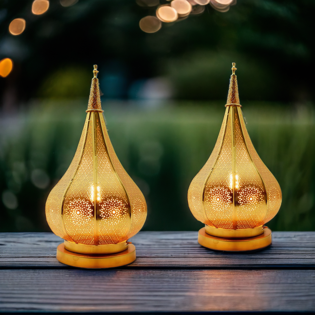 Set of 2 Oriental Lanterns, Garden Decor box