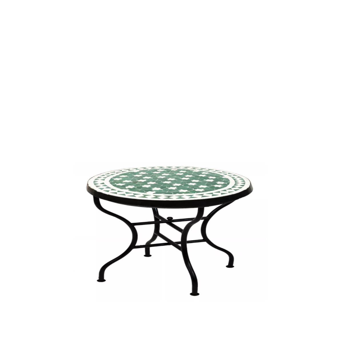 Moroccan Mosaic Table, Estrella Green and White, 60 cm diame