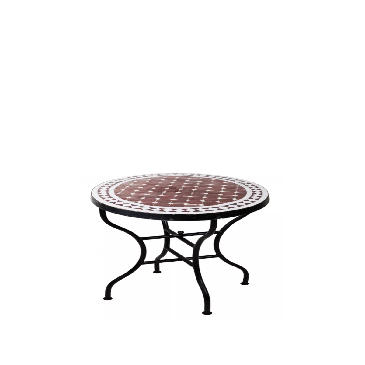 Moroccan Mosaic Table, Marrakech, Bordeaux and White, 60 cm,