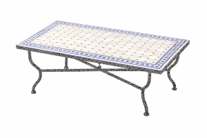 Moroccan Mosaic Table, Marrakech, Beige and Blue, 120x80...
