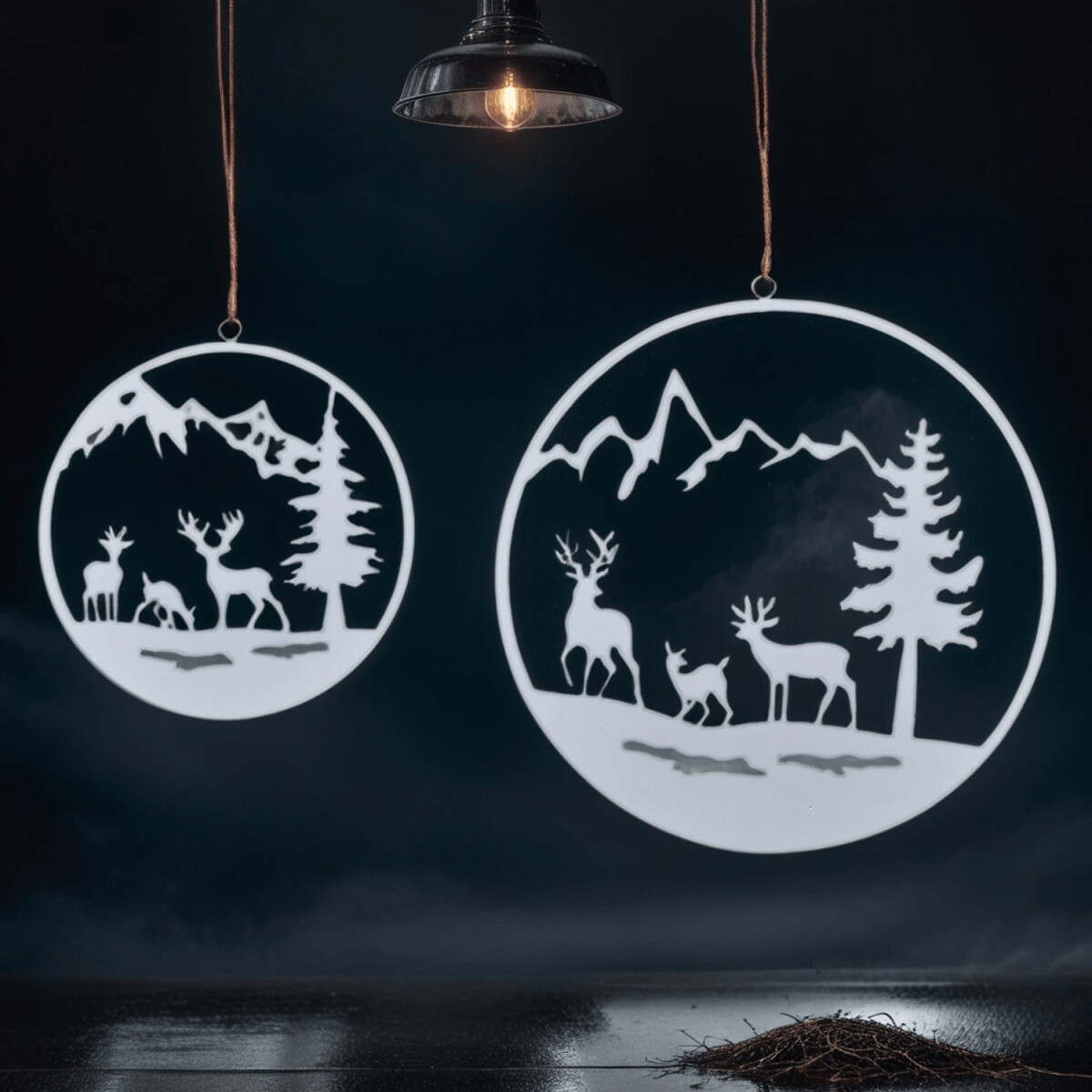 Set of 2 Round Brisco Christmas Wall Decorations