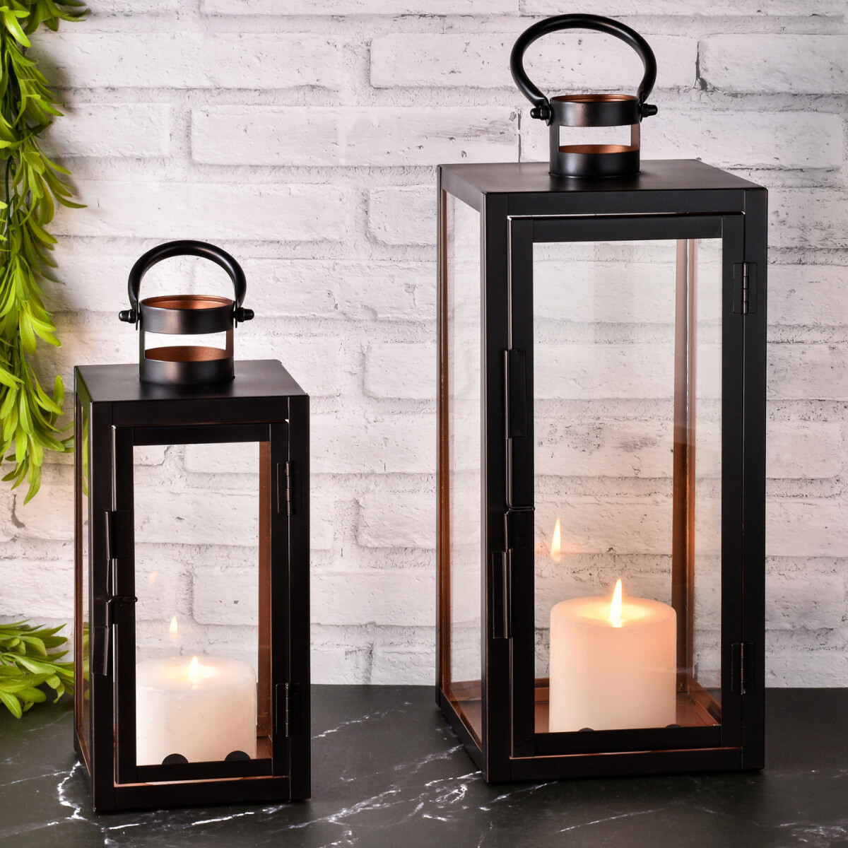 Set of 2 Modern Garden Lanterns, Decorative, Modern Marra Bl