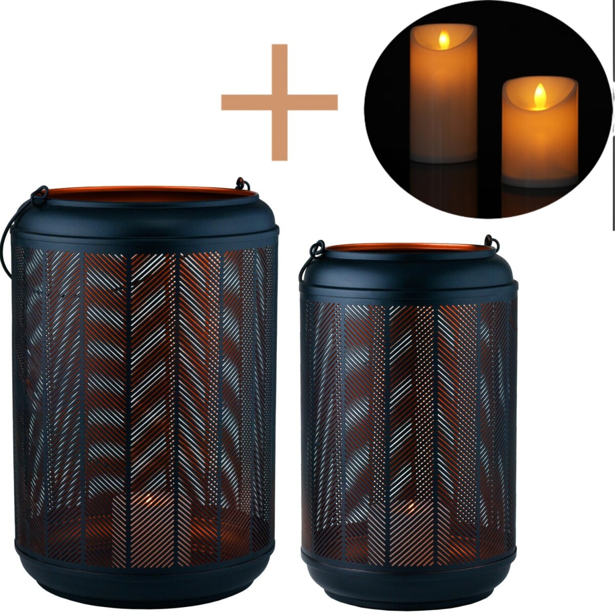 Set of 2 Modern LED Decorative Balcony and Garden Lanterns -