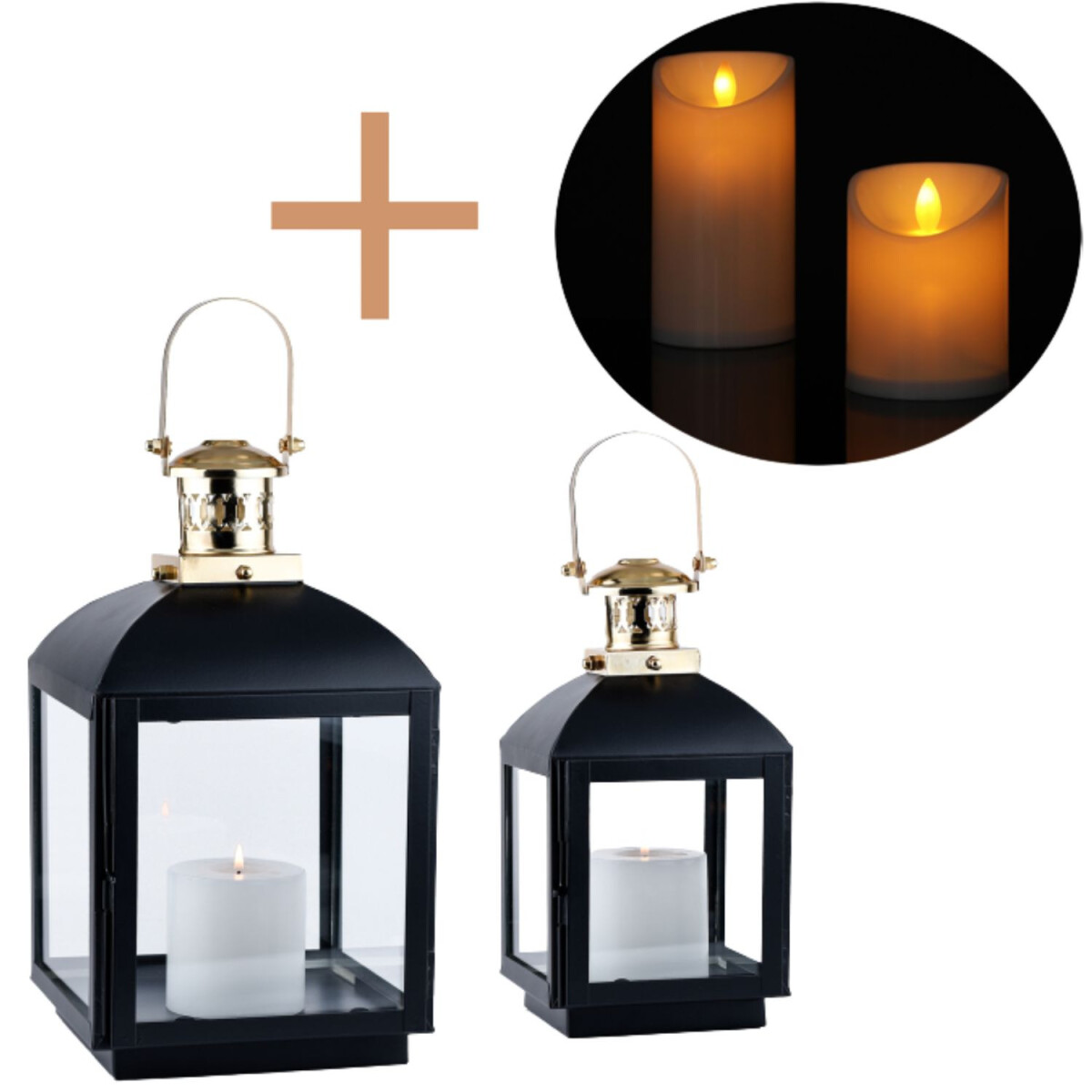 Set of 2 LED Scandinavian-style balcony lanterns and garden 