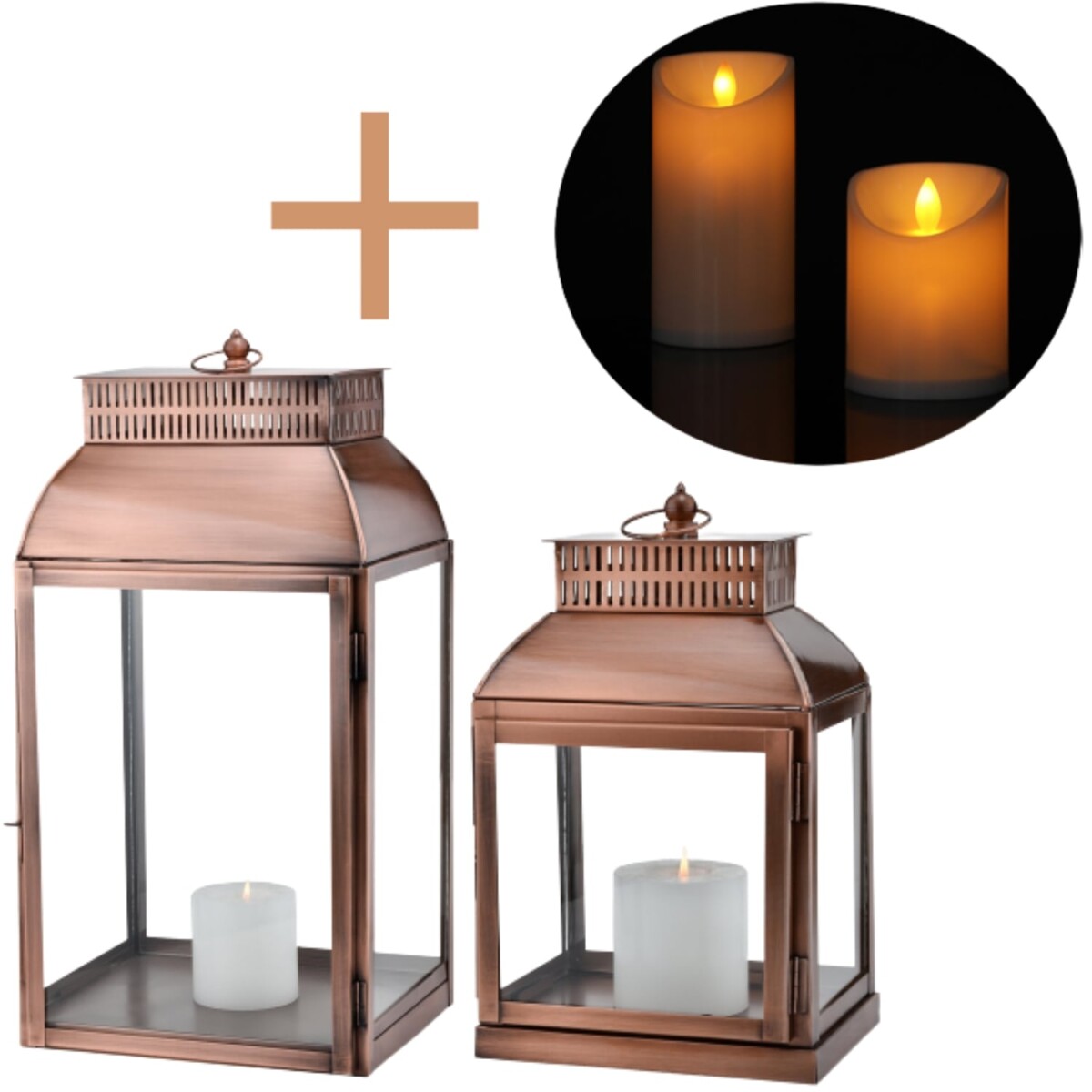 Set of 2 LED Vintage Balcony Garden Lant box