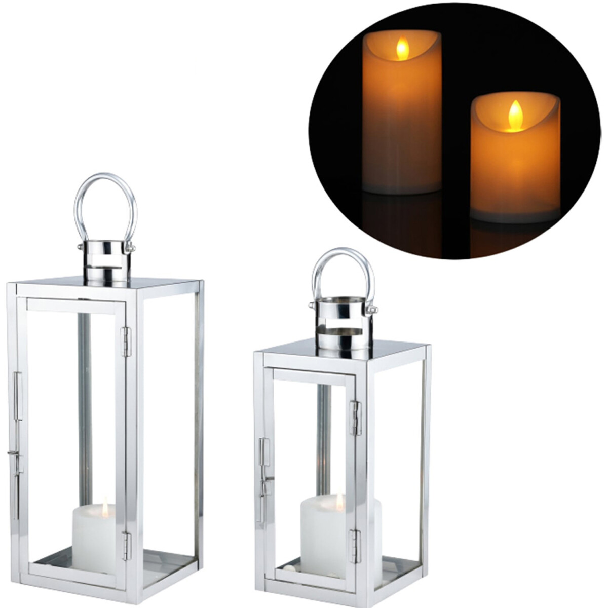 Set of 2 LED Scandinavian-style balcony lanterns / garden la