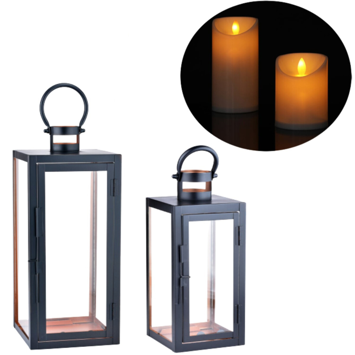 Set of 2 LED Modern Garden Lanterns, Dec box