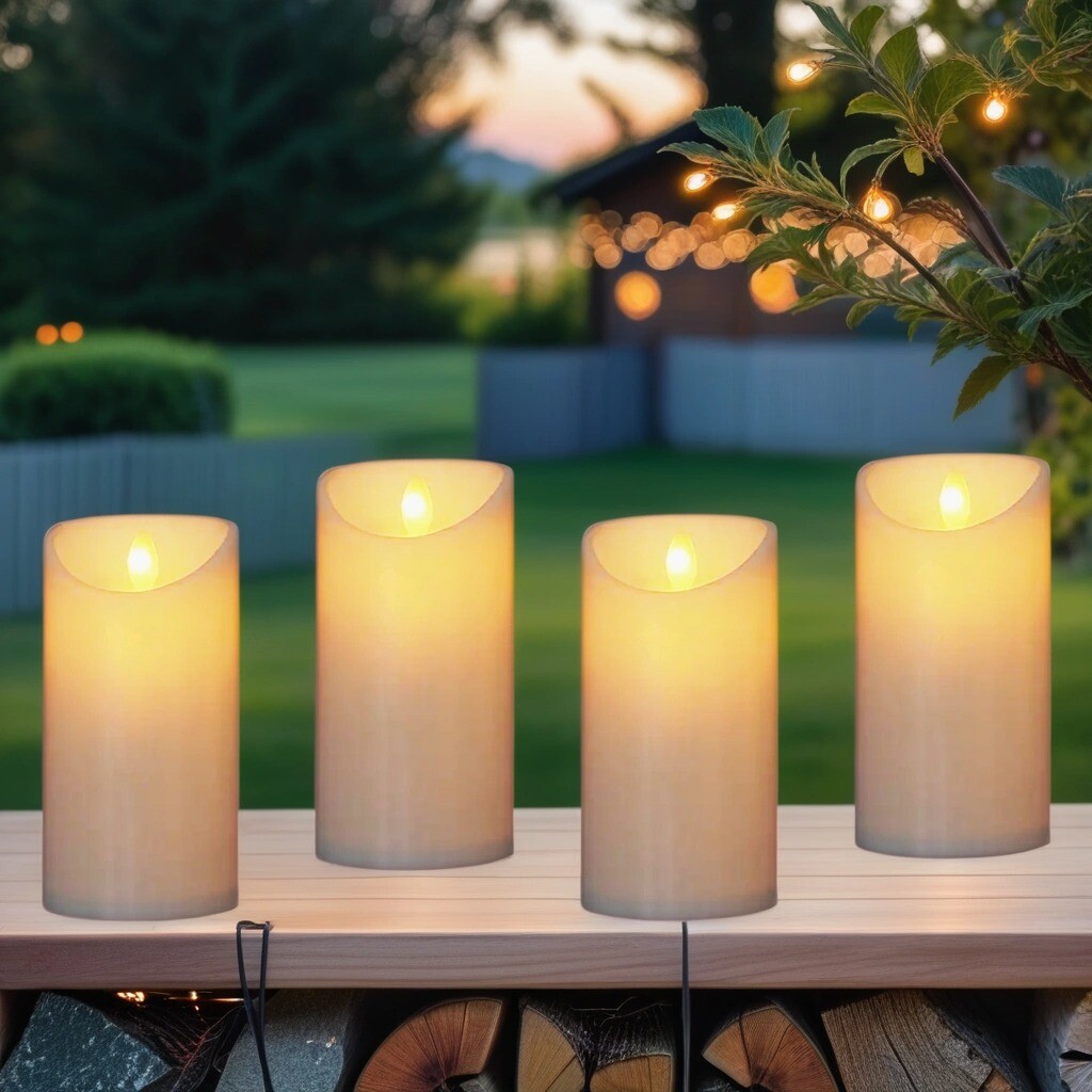 Set of 4 Vintage Real Wax LED Candles, 1 box