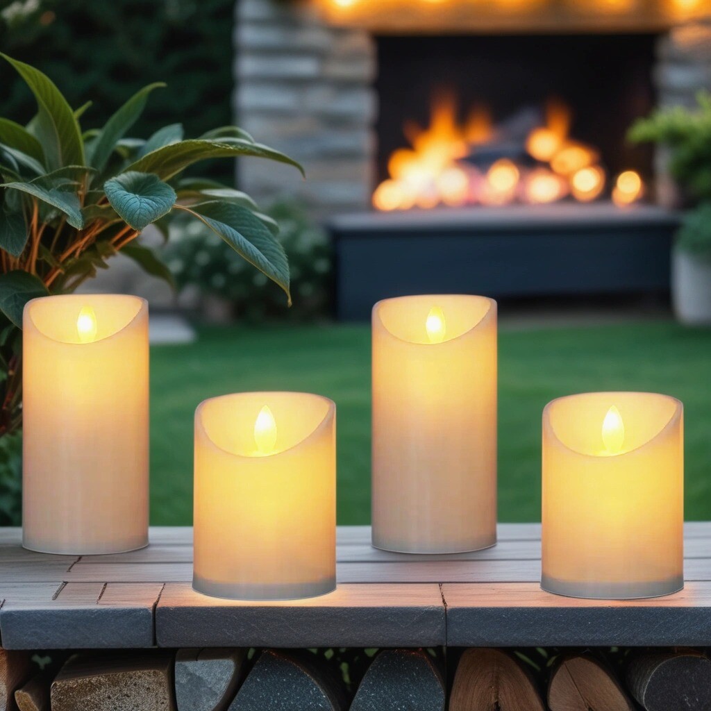 Set of 4 Vintage Real Wax LED Candles (1 box