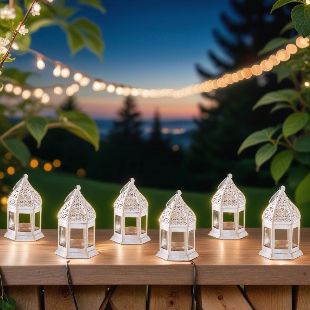 Set of 6 Oriental Lanterns, Gadi White C box