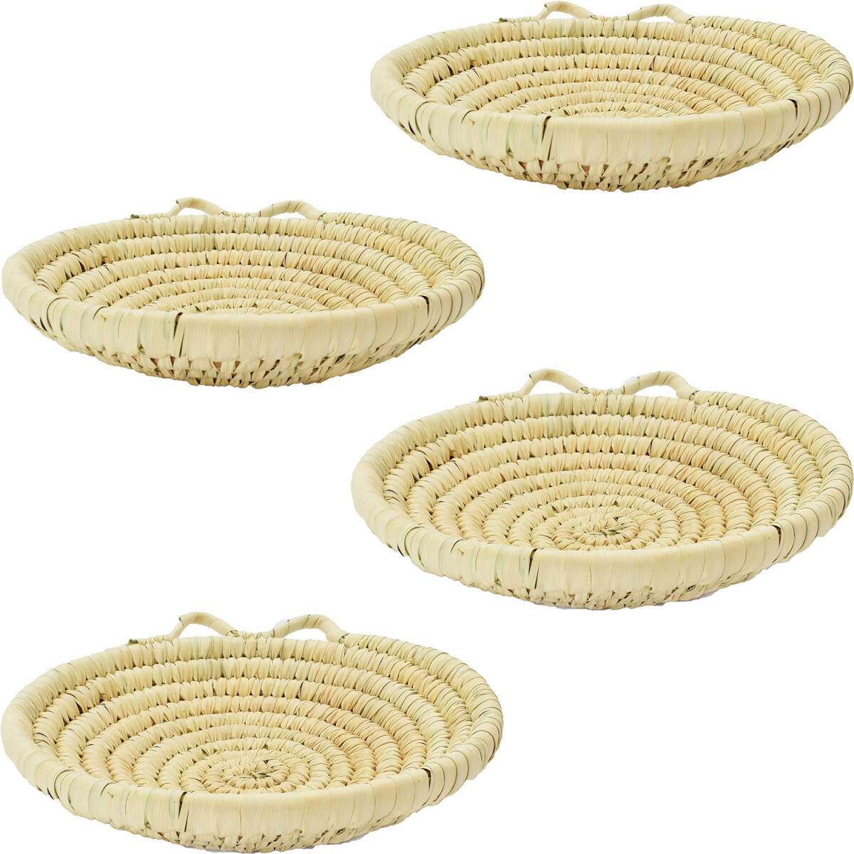 Set of 4 Flat Bowls, Woven Natural Bread box