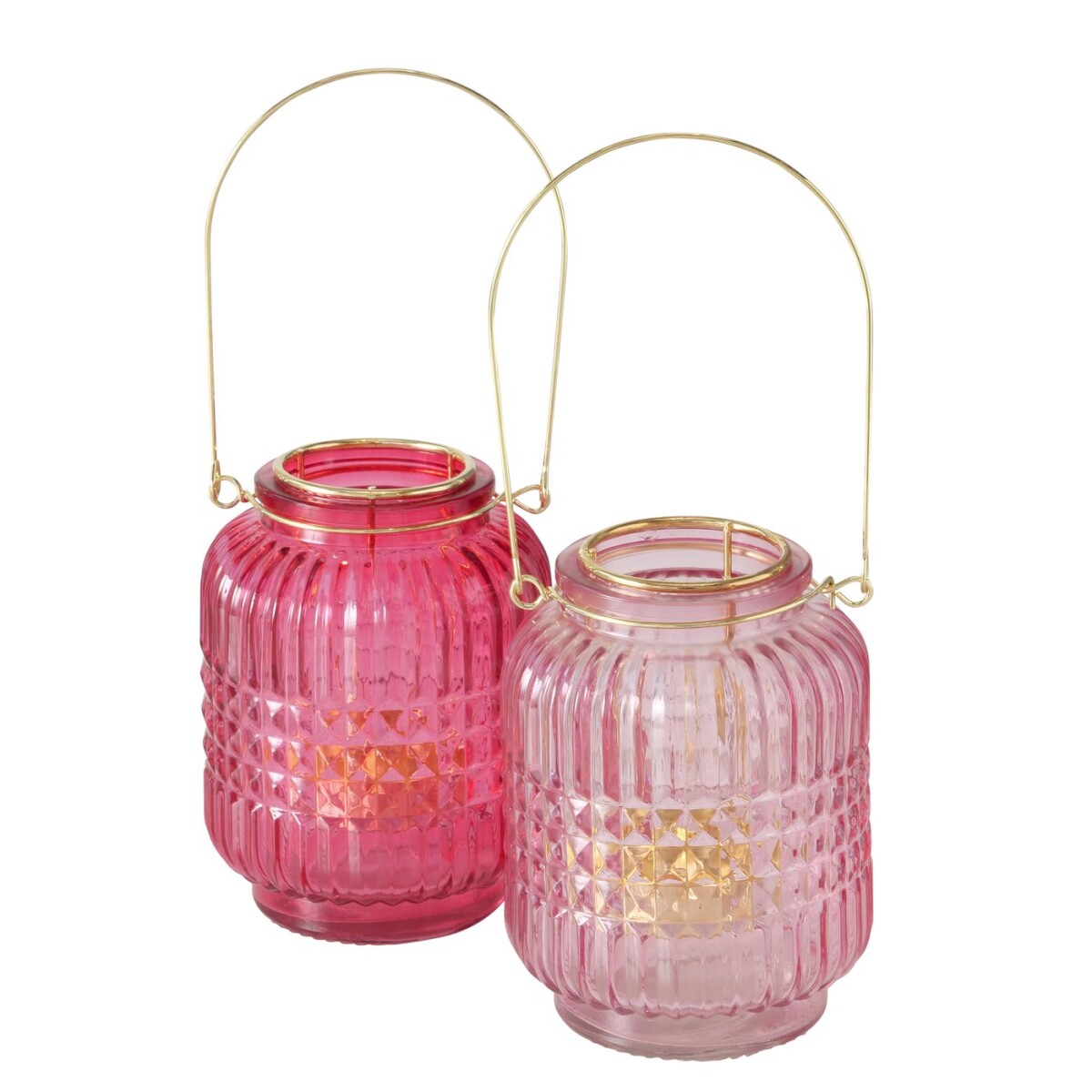 Set of 2 Colorful Tealight Holders - Sarena Pink Tealight Ja