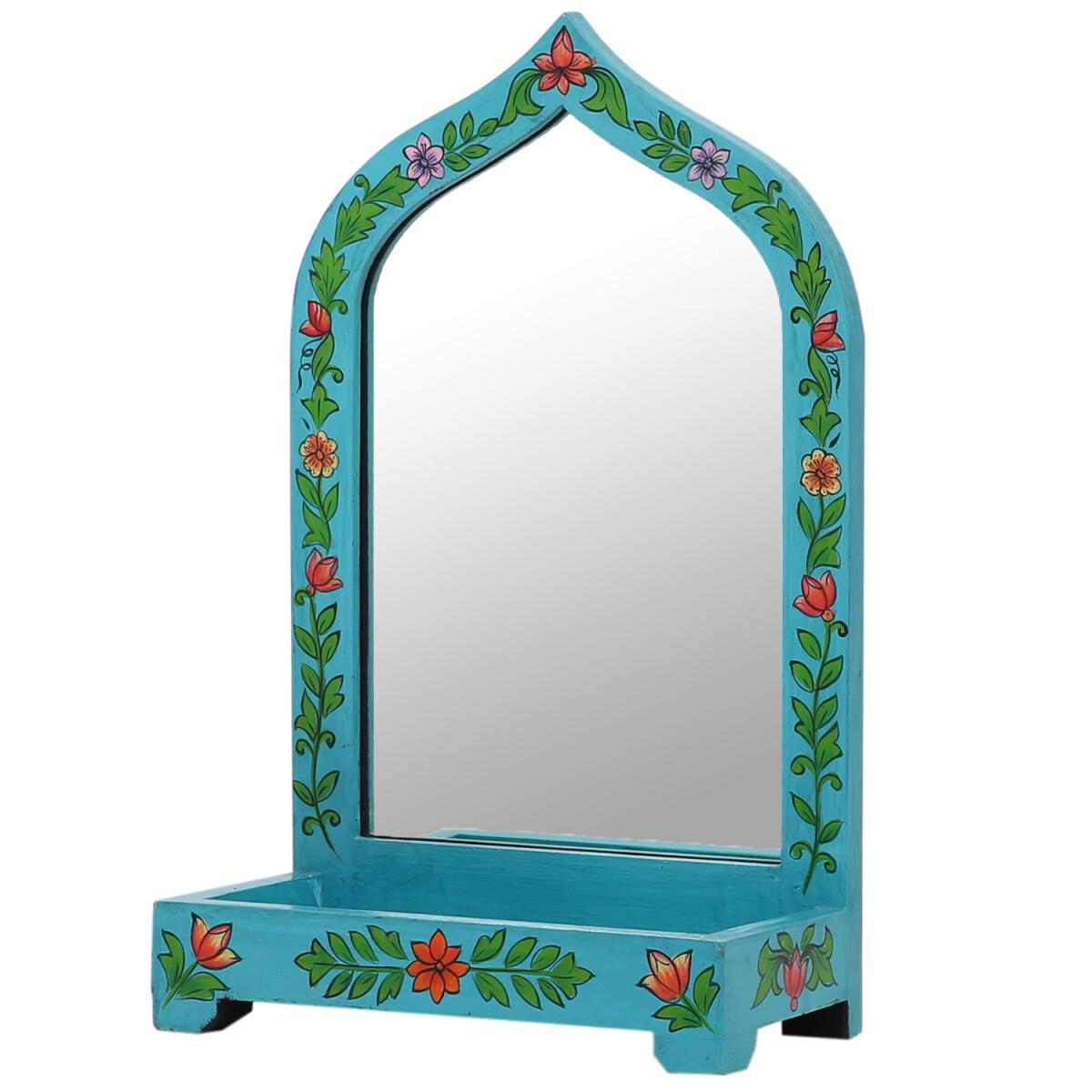 Oriental Decorative Makeup Mirror, Wooden Hallway Mirror by 