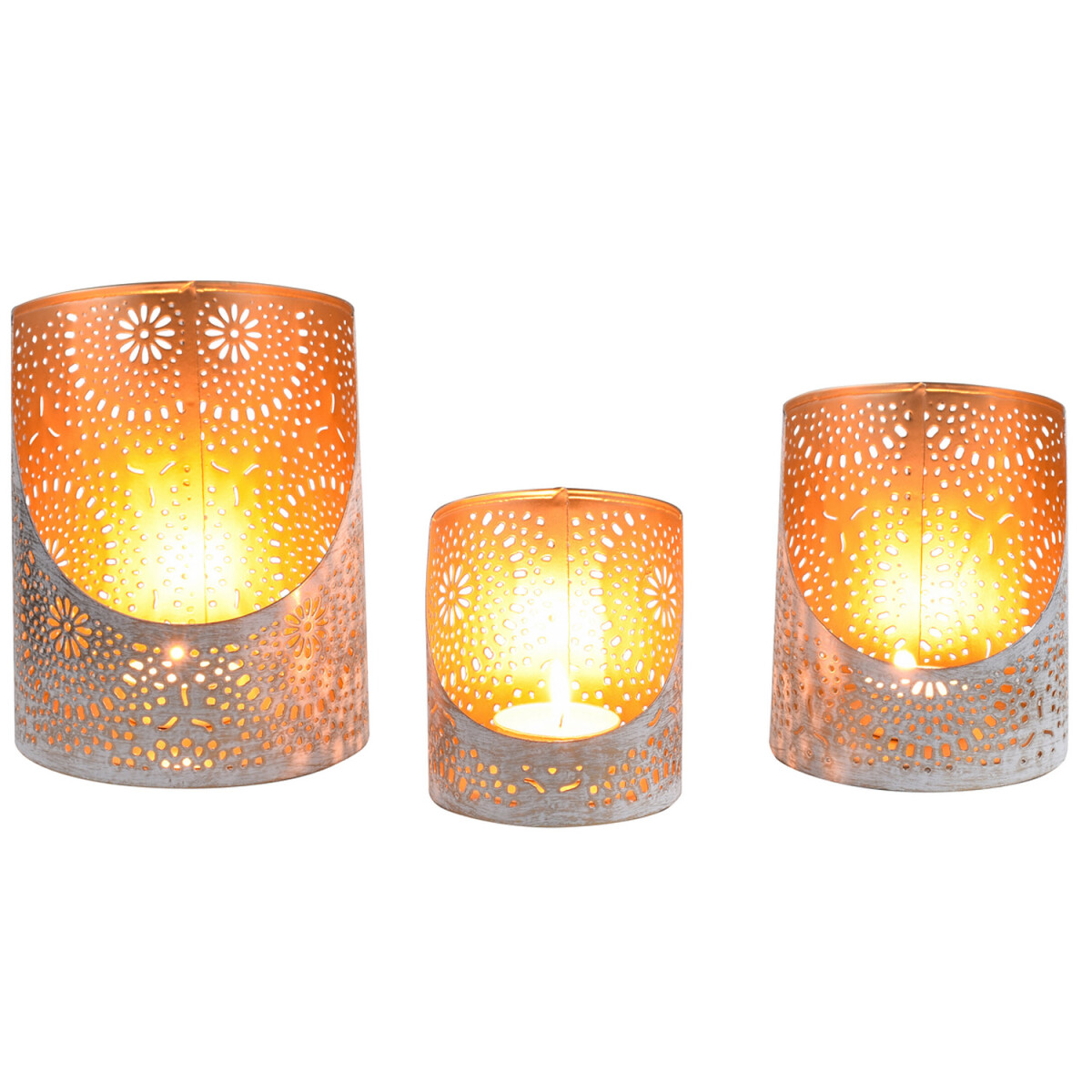 Set of 3 Boho Decorative Tealight Holders, Yulet White