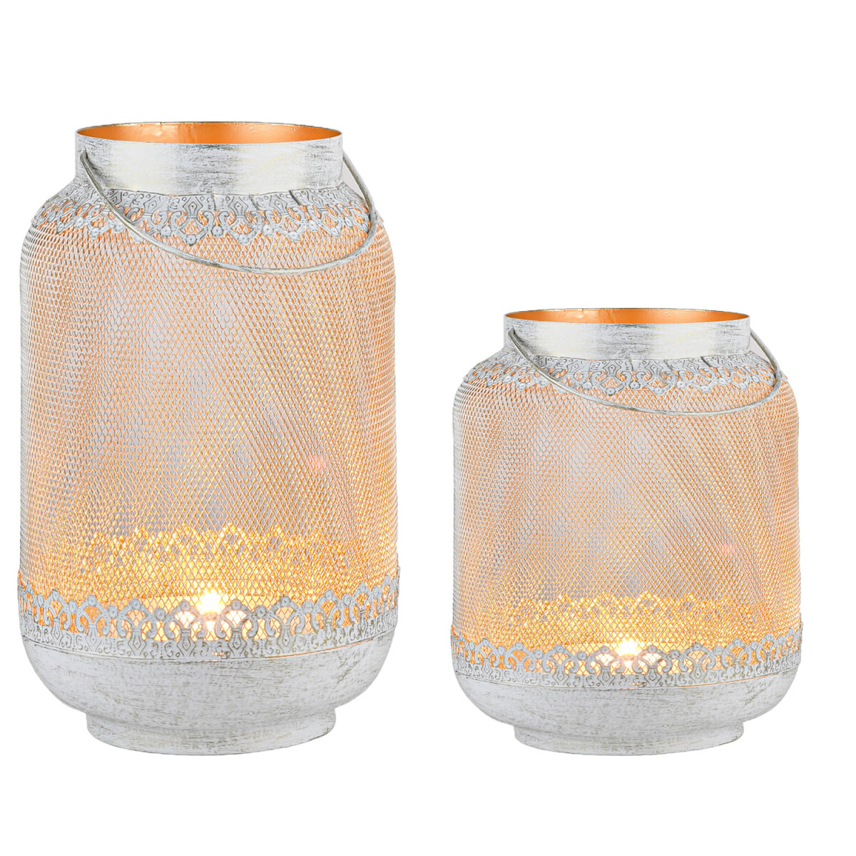 Set of 2 Boho Decorative Lantern Tealight Holders Candle Hol