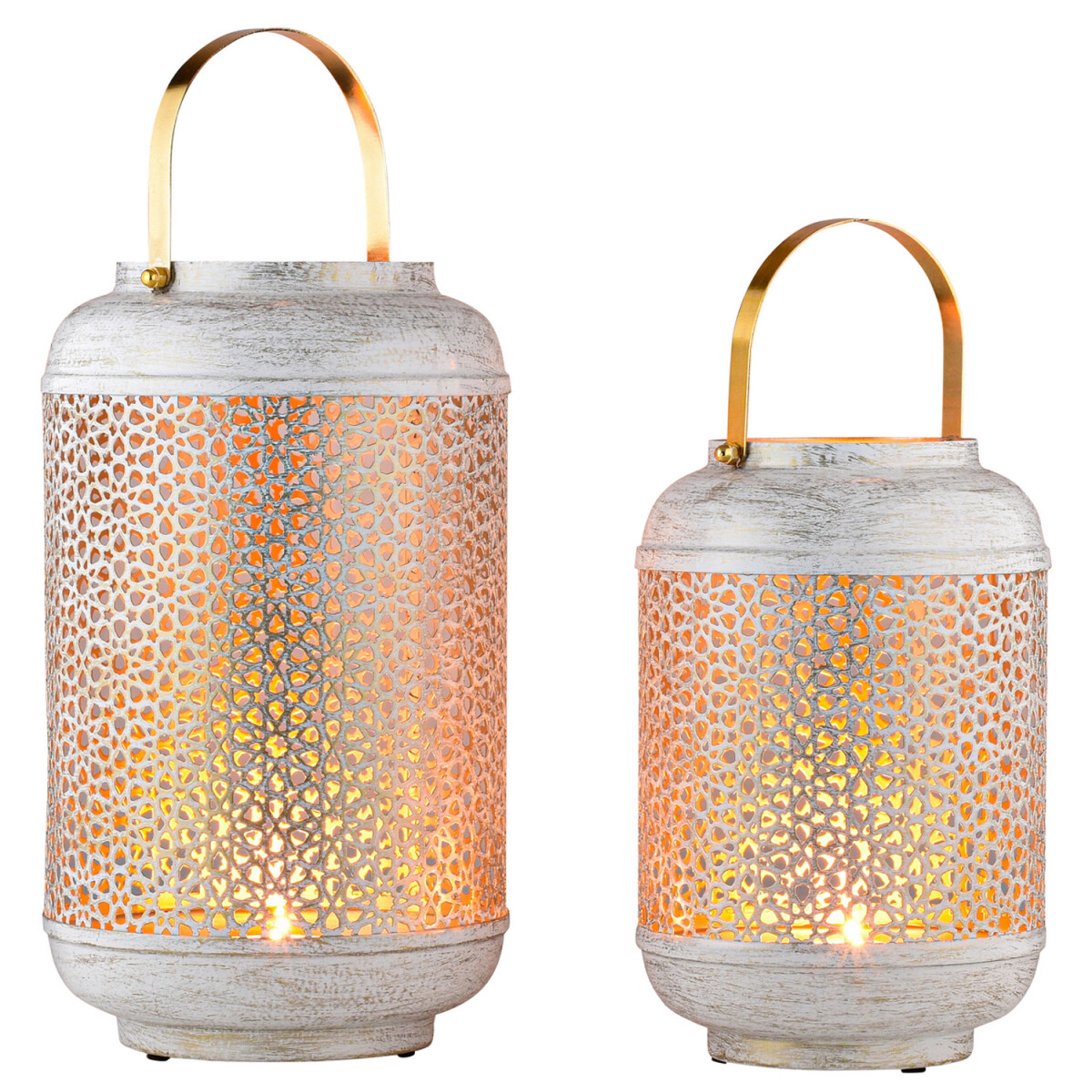 Set of 2 Boho Decorative Lantern Tealight Holders Candle Hol