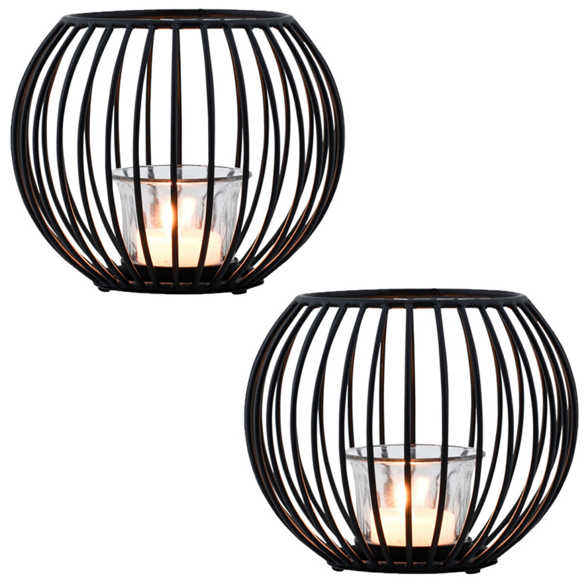 Set of 2 Spectro Black Small Tea Light H box