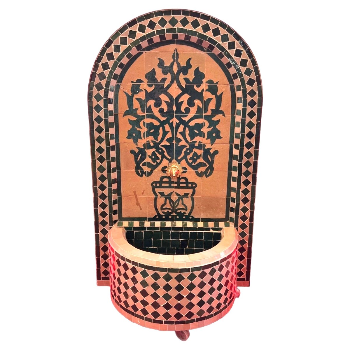 Moroccan Mosaic Garden Fountain, 105 cm | Boho Indoor Founta