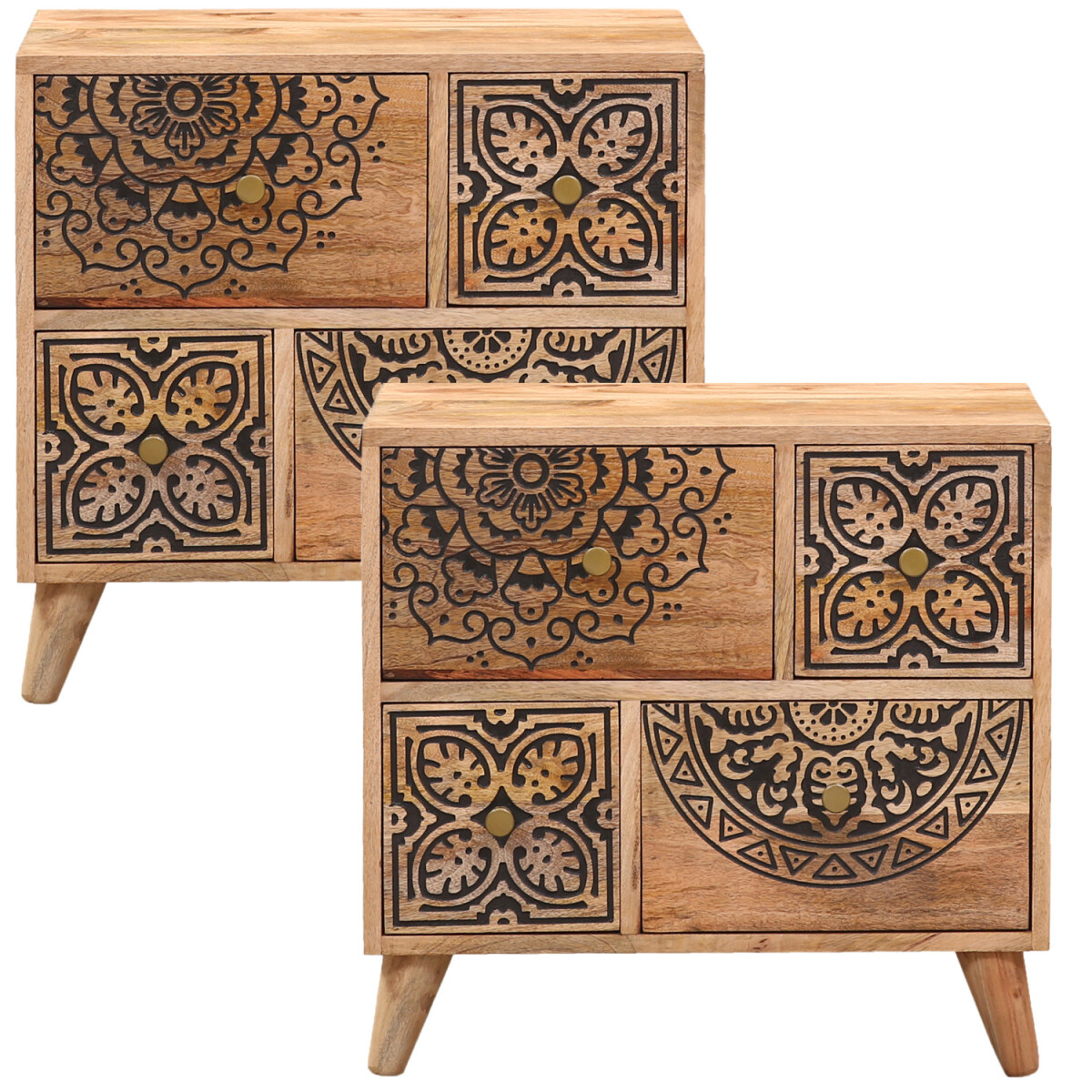 Set of 2 Oriental-Style Furniture: Nightstand, Chest of Draw