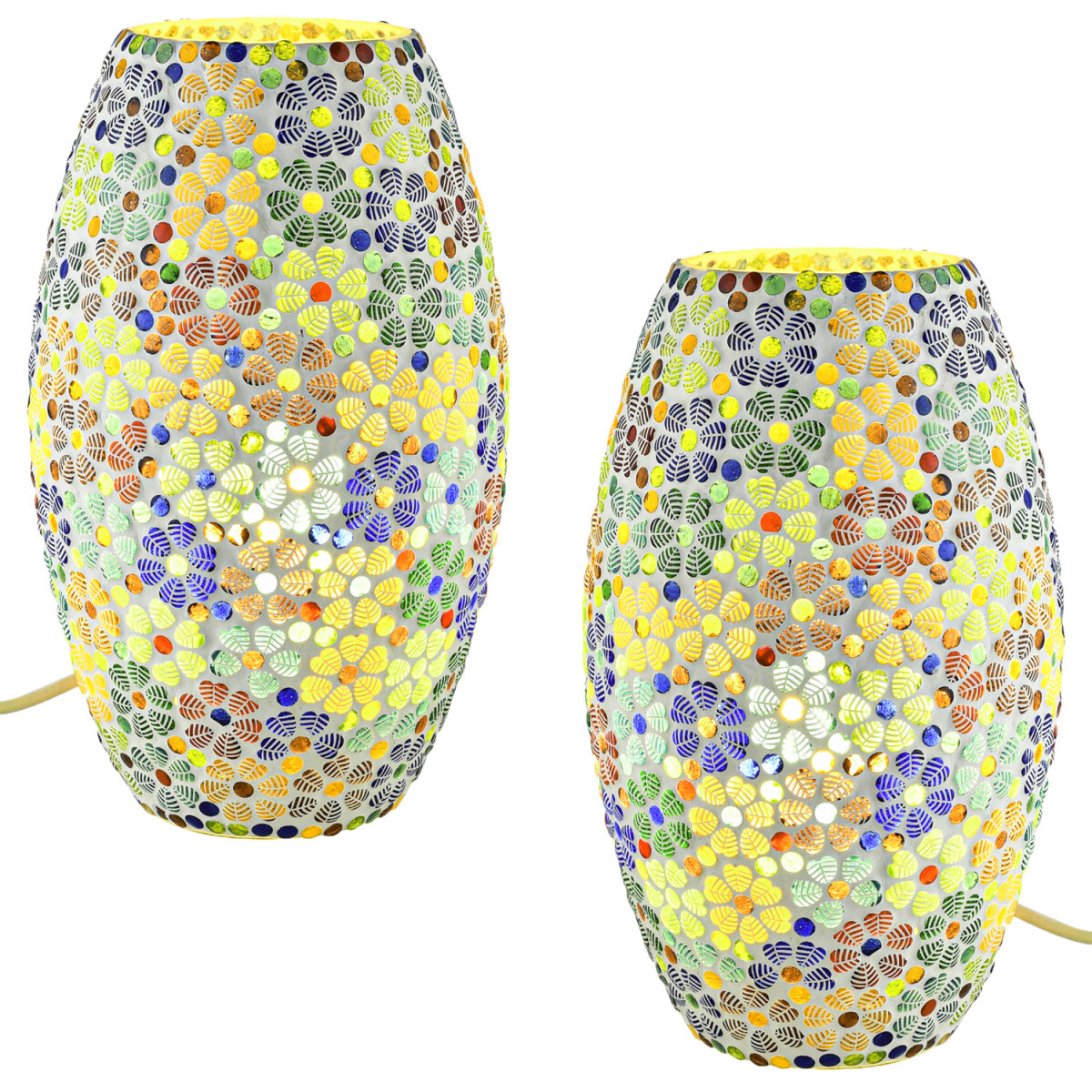 Set of 2 Boho Decorative Table Lamps, Glass Mosaic Night Lam