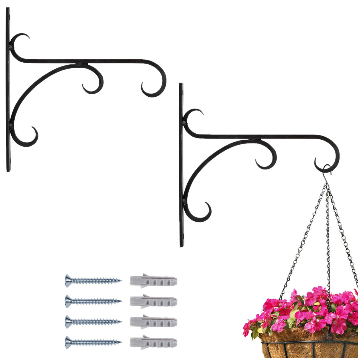 Set of 2 wall hooks for hanging flower baskets – lante