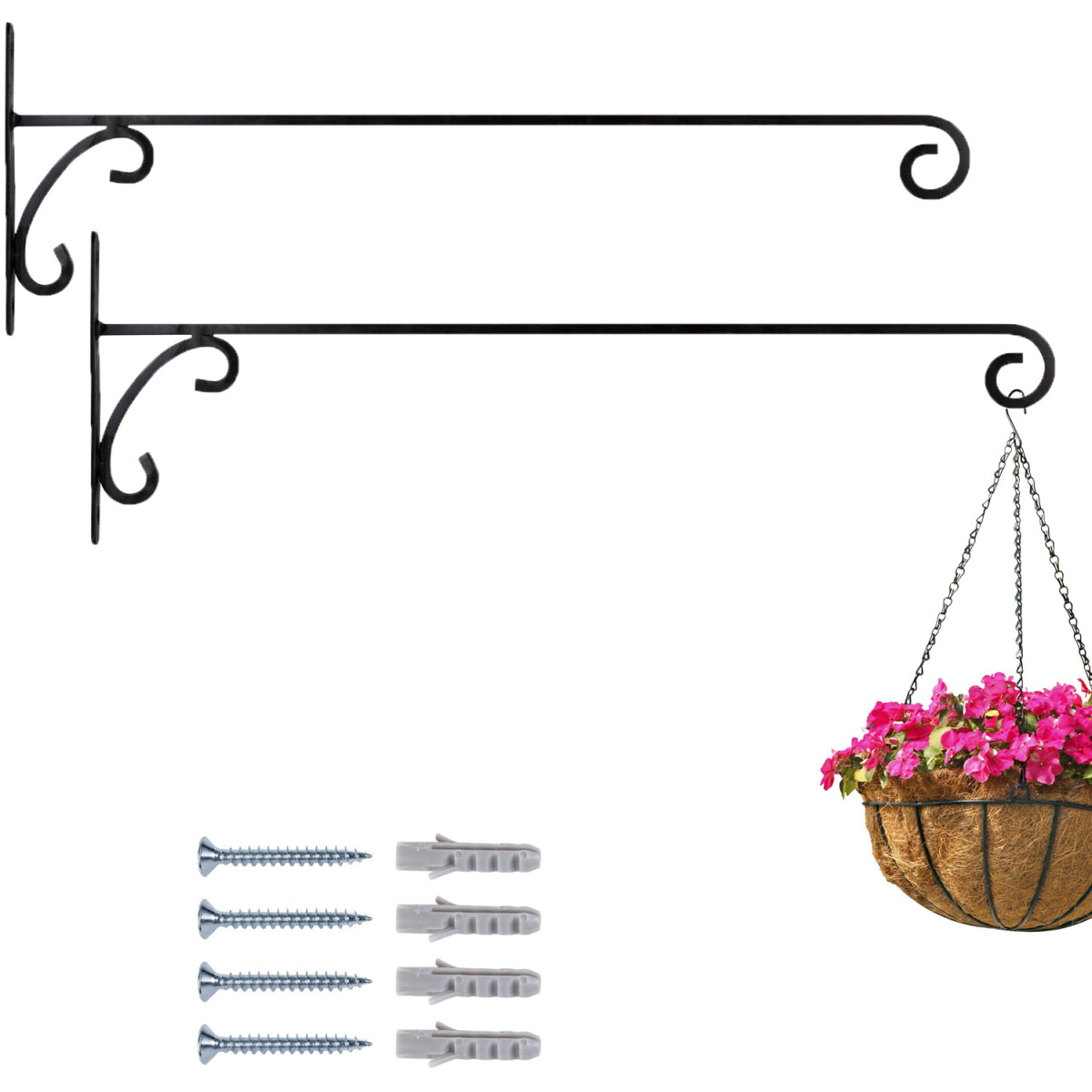 Set of 2 wall hooks for hanging flower baskets – Tarmo